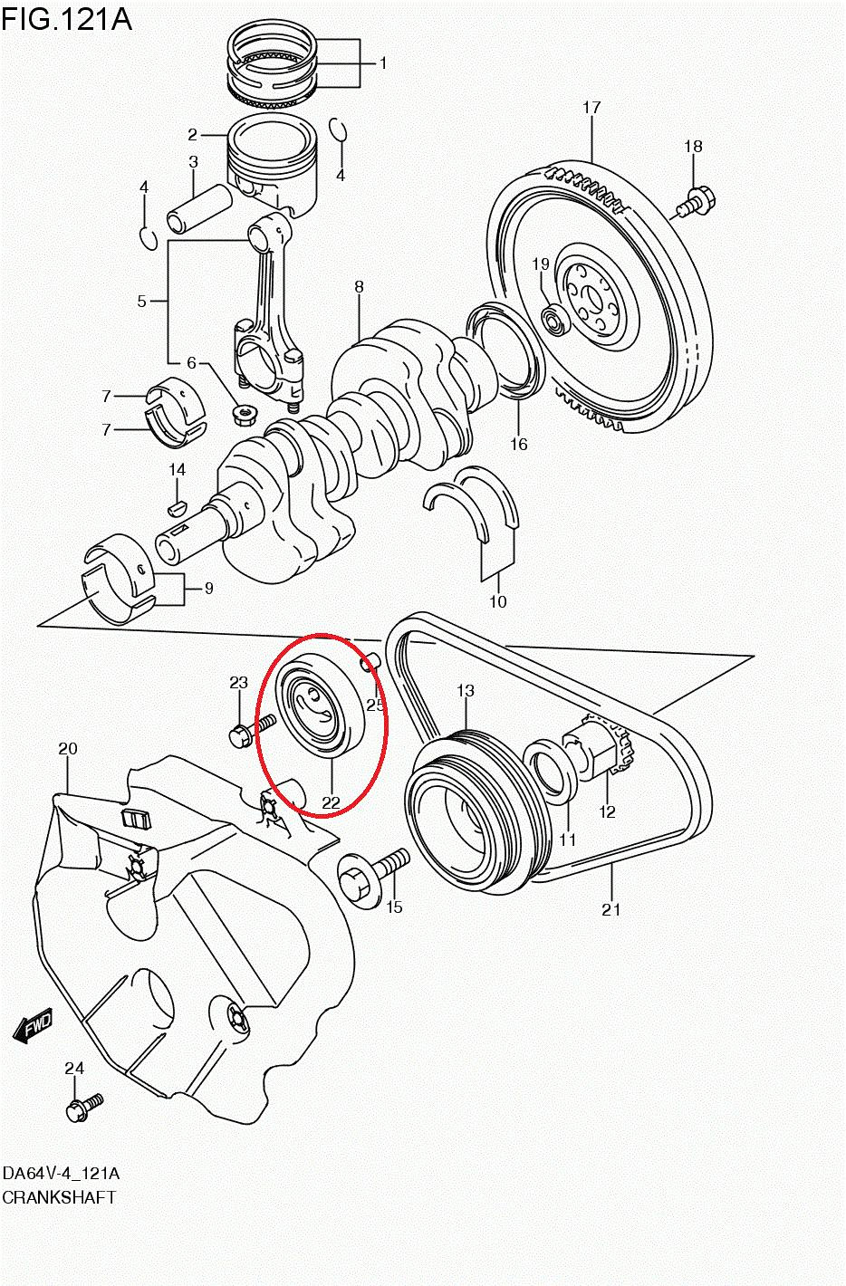 Подшипник натяжного ролика ремня генератора — Suzuki Every (DA64), 0,7 ...
