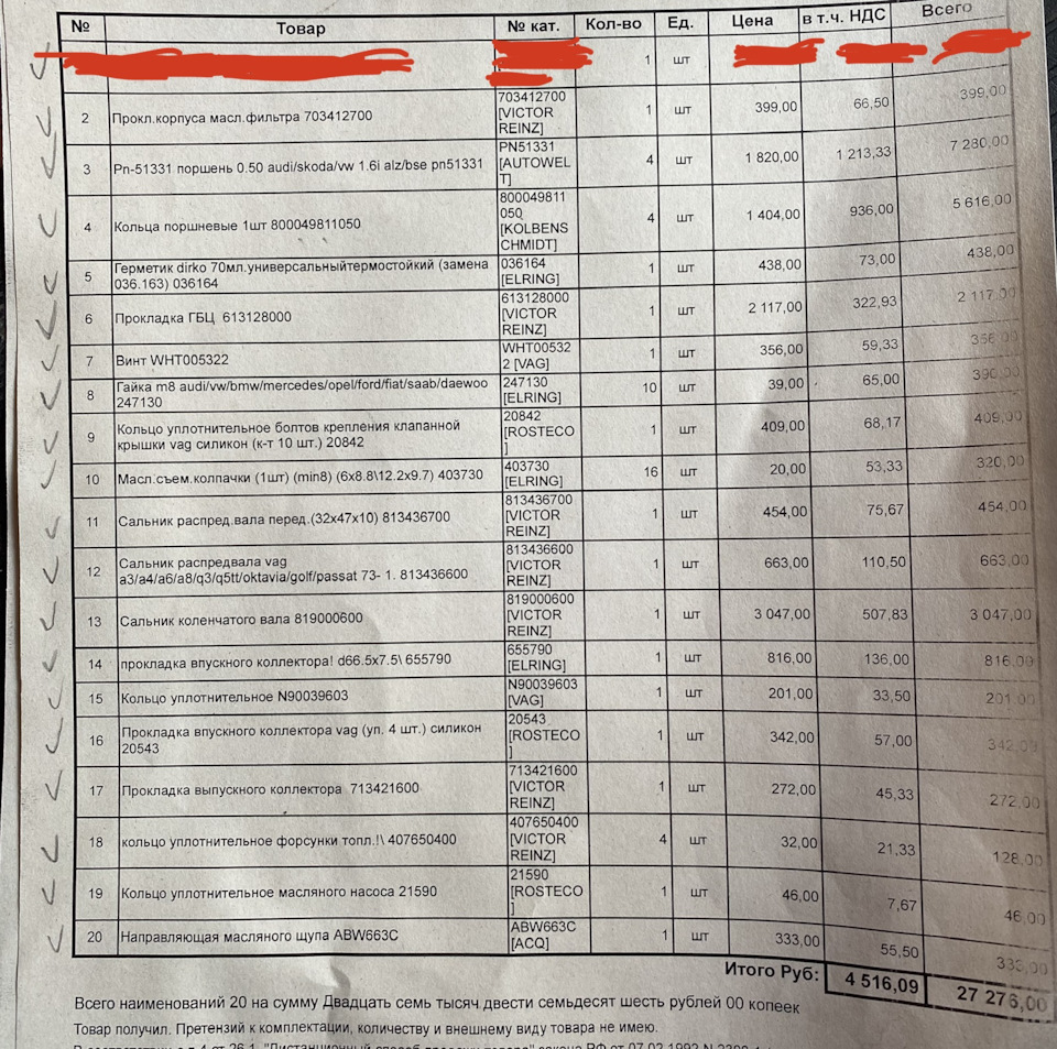 Ремонт двигателя bse. Смета на запчасти и услуги сервиса — Skoda Octavia A5  Mk2, 1,6 л, 2012 года | запчасти | DRIVE2