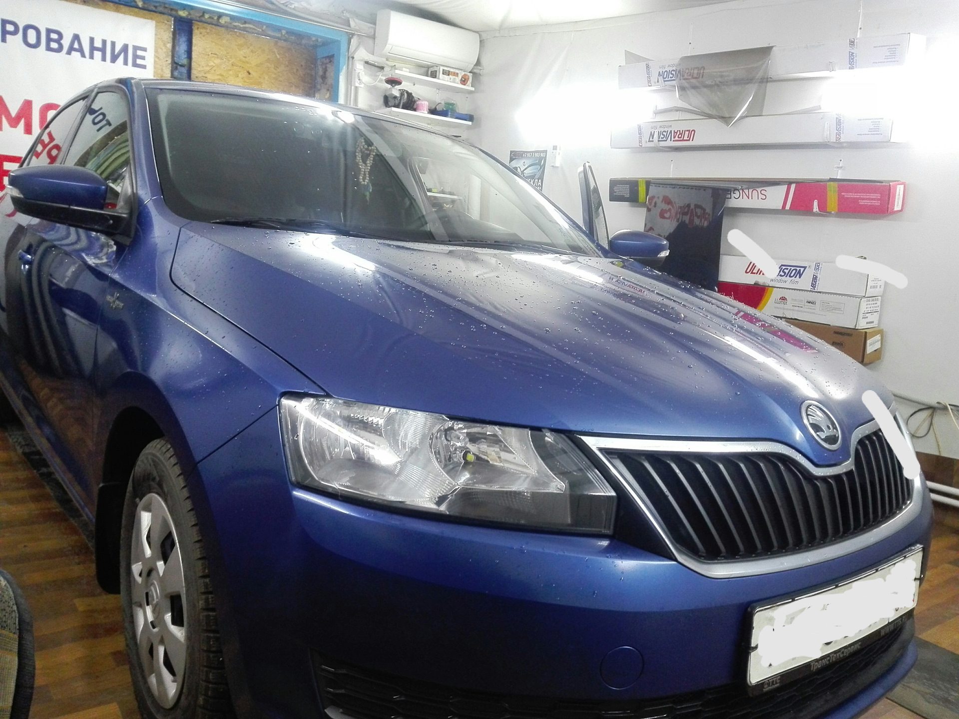 Тонировка Skoda Rapid синий