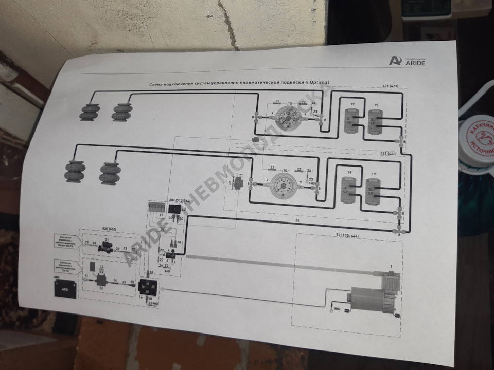 схема подключения пневмоподвески 2 контура