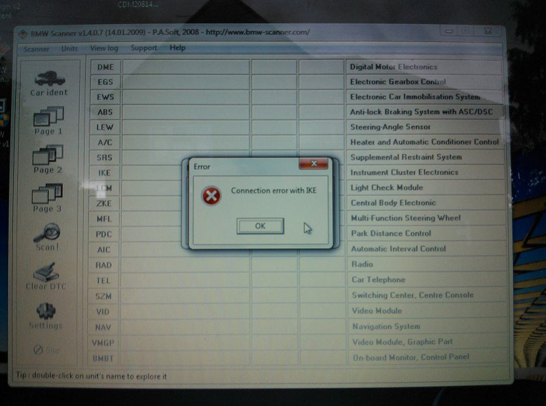 Перестал работать bmw scanner