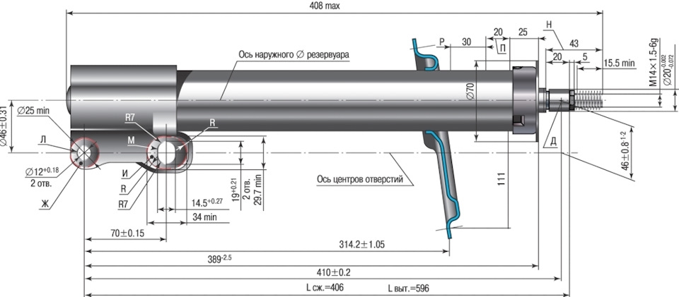 Шток амортизатора чертеж