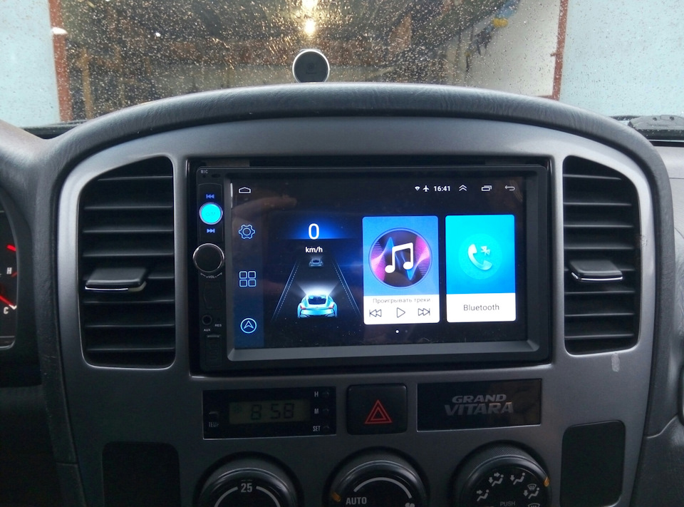 Блюпуп и ВиФи ловится, GPS работает, на домашнем экране в режиме реального времени отображается скорость, андроид не тормозит, экран порадовал четкой и довольно современной графикой — Suzuki Grand Vitara (1G)