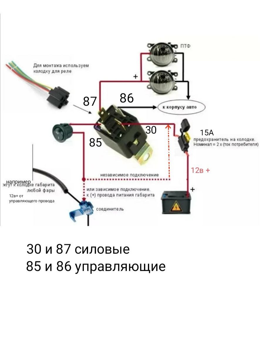 Как подключить передние фары. Схема подключения реле противотуманных фар. Схема подключения противотуманных фар через реле и кнопку. Схема для соединение реле противотуманных фар. Схема подключения противотуманных фар через реле 5 контактное.