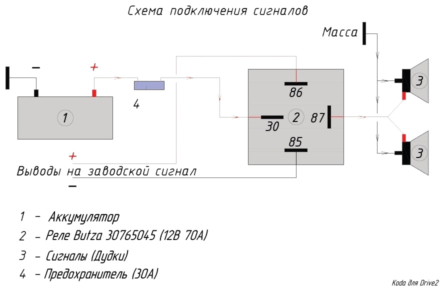 Схема подключения дудок с компрессором