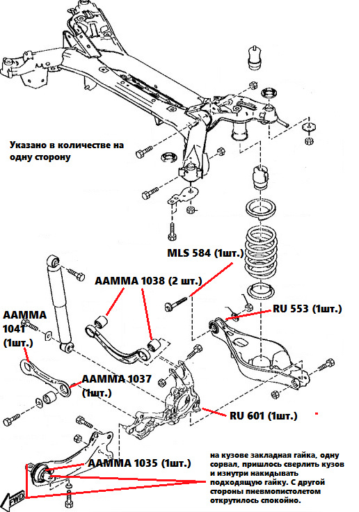 Схема задней подвески мазда 6 gh