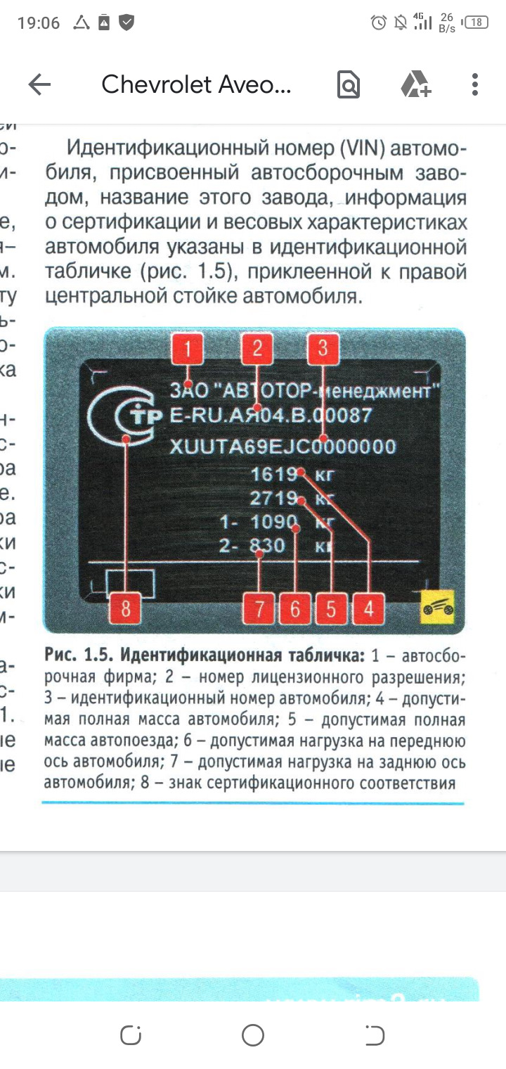 101. Информационная табличка. — Chevrolet Aveo Sedan (2G), 1,6 л, 2012 года  | другое | DRIVE2