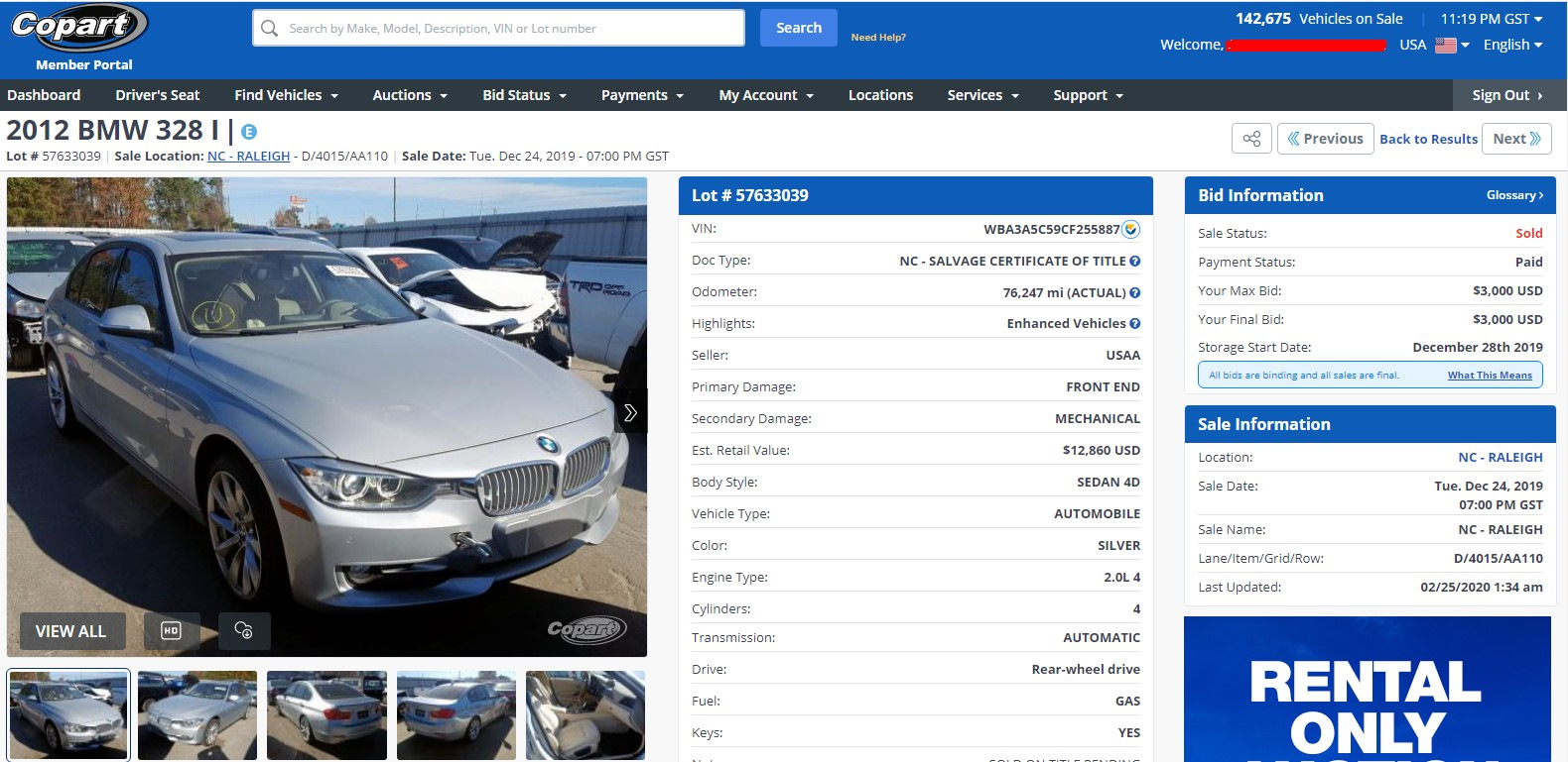 Аукцион в США — BMW 3 series (F30), 2 л, 2012 года | покупка машины | DRIVE2