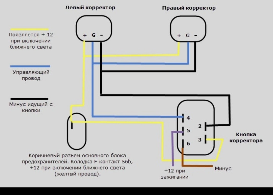 Эл схема эл корректора фар