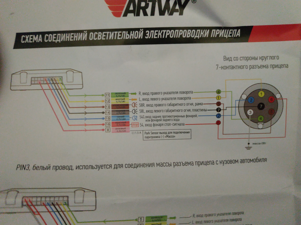 Схема подключения блока согласования для фаркопа artway