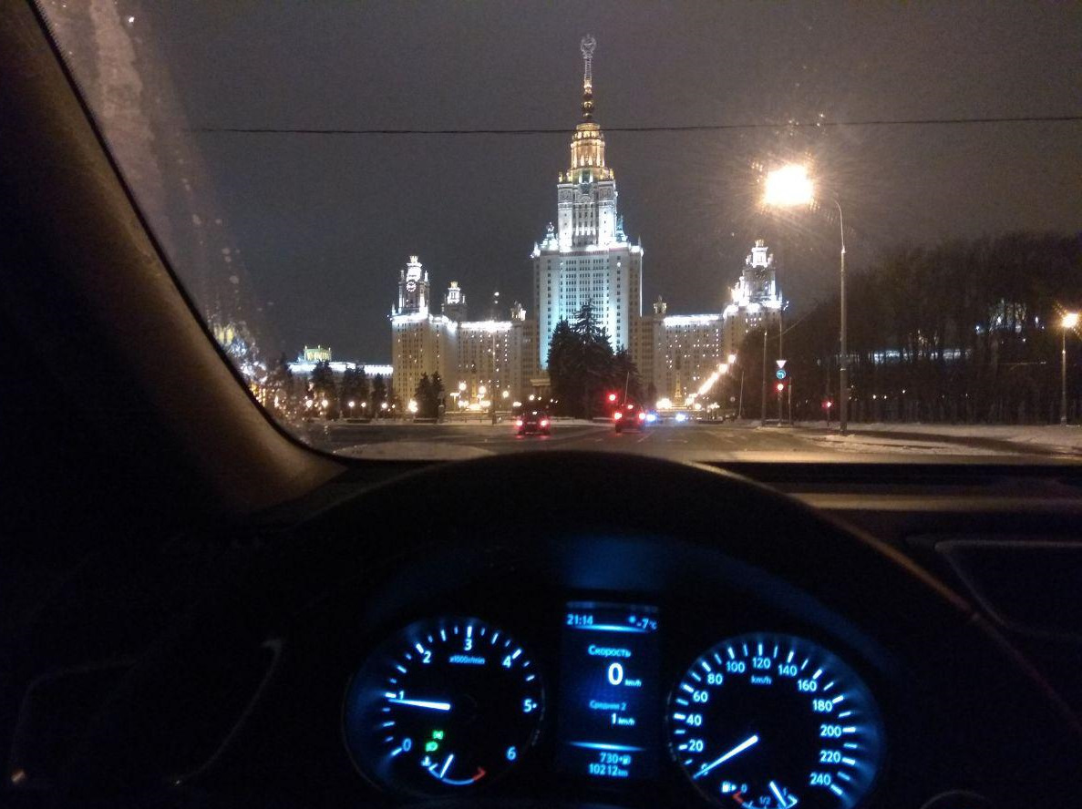 ночная москва из авто