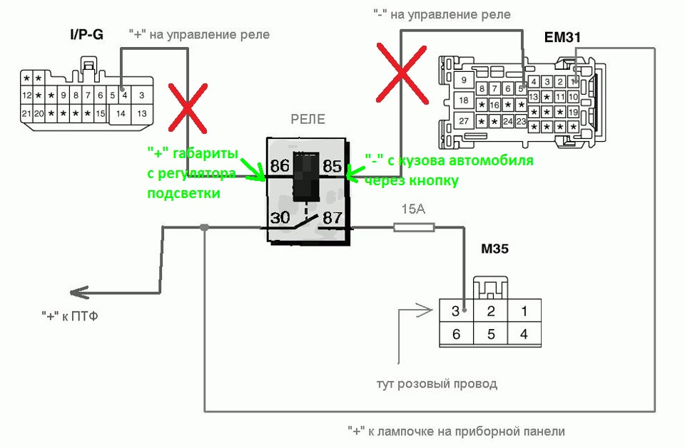 Схема подключения туманок акцент