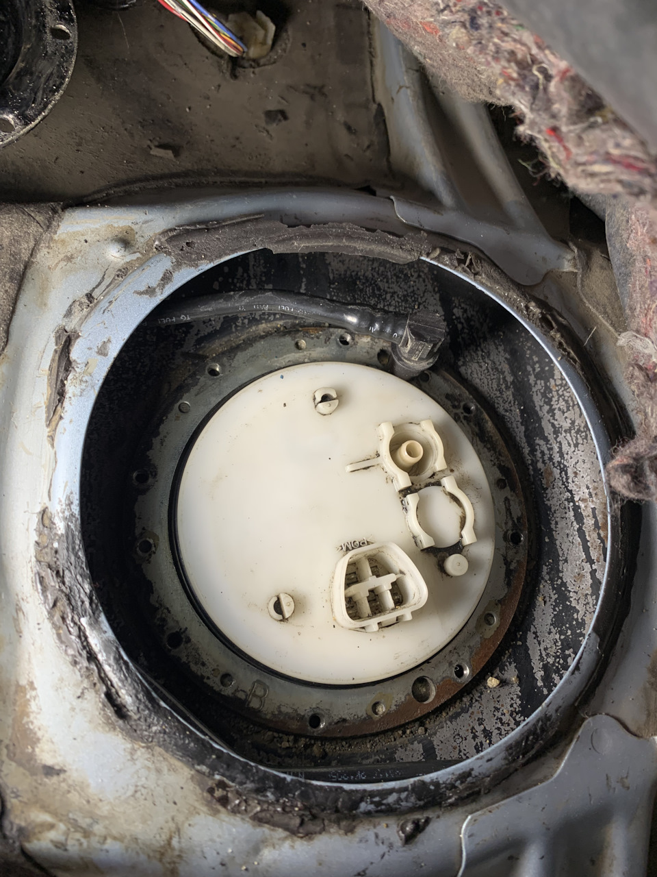 Стягиваем шланг, и можно уже болтики по кругу выкручивать — Toyota Allion (T240)