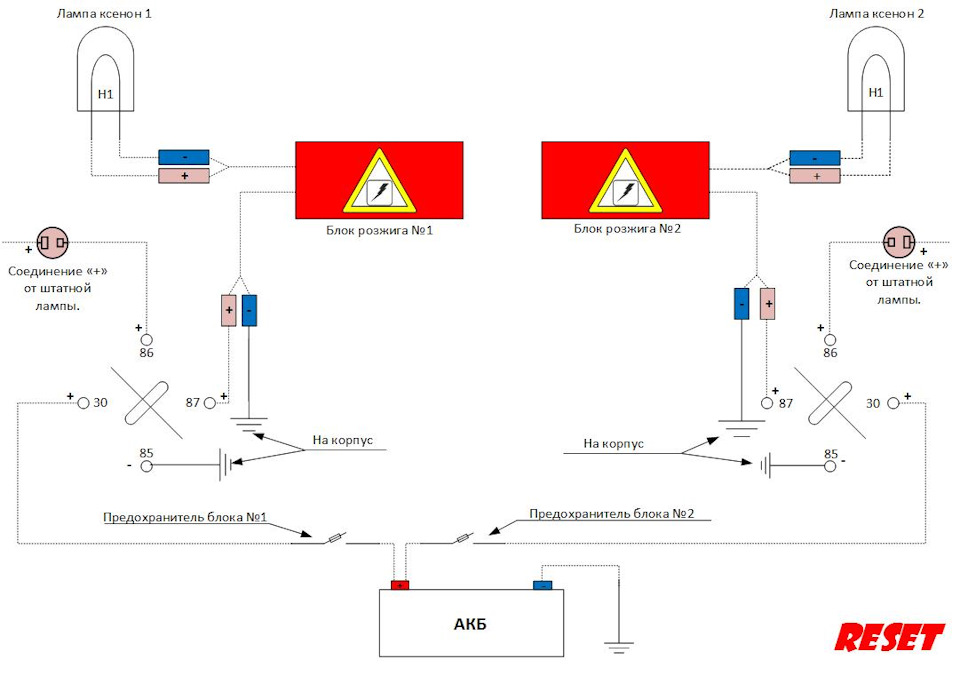 Схема ксенона на авто