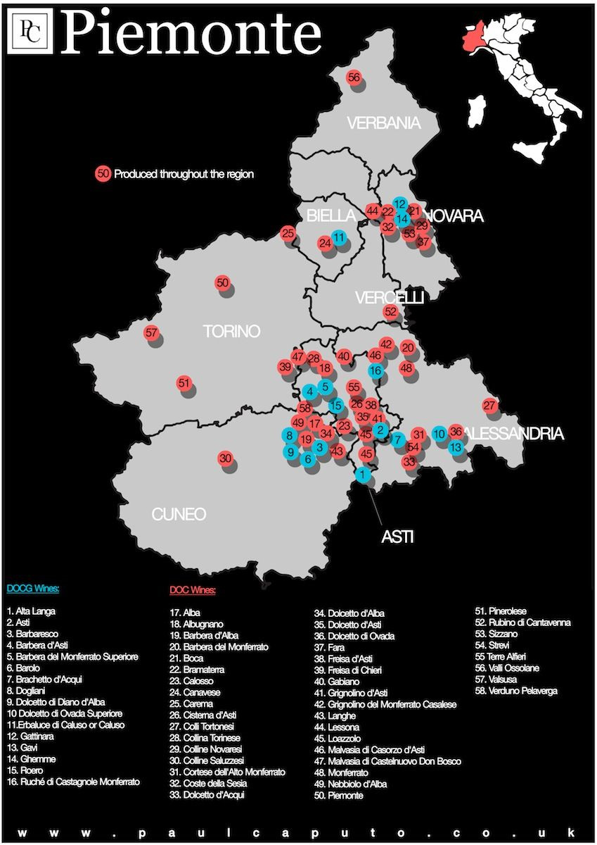 Винодельческая карта пьемонта