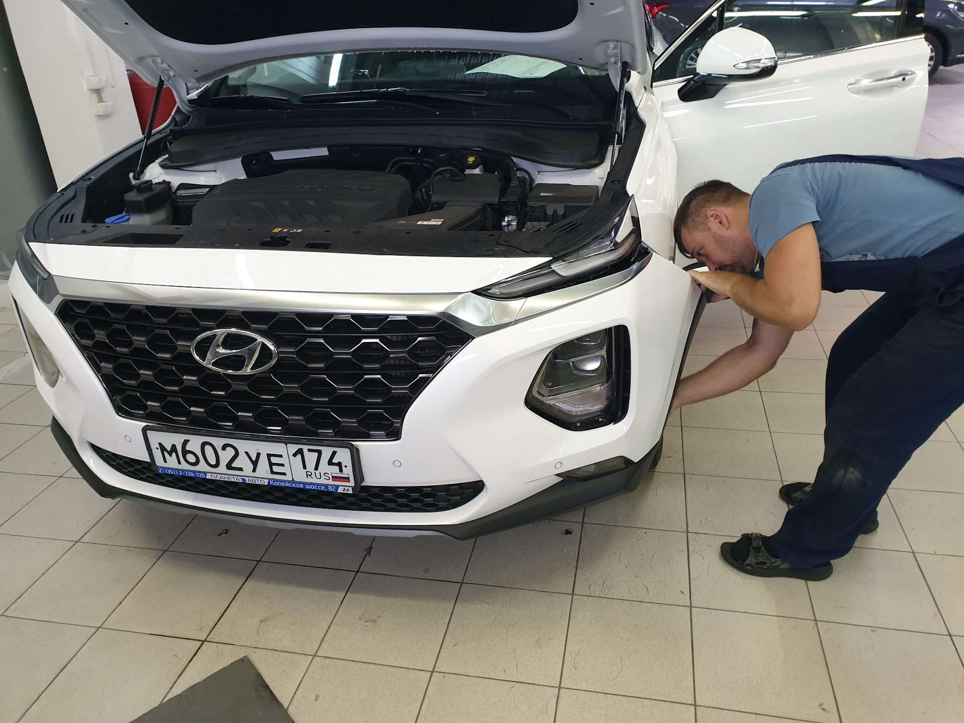 Как снять задний бампер на санта фе Установка сетки в бампер - Hyundai Santa Fe (4G), 2,2 л, 2019 года аксессуары DR