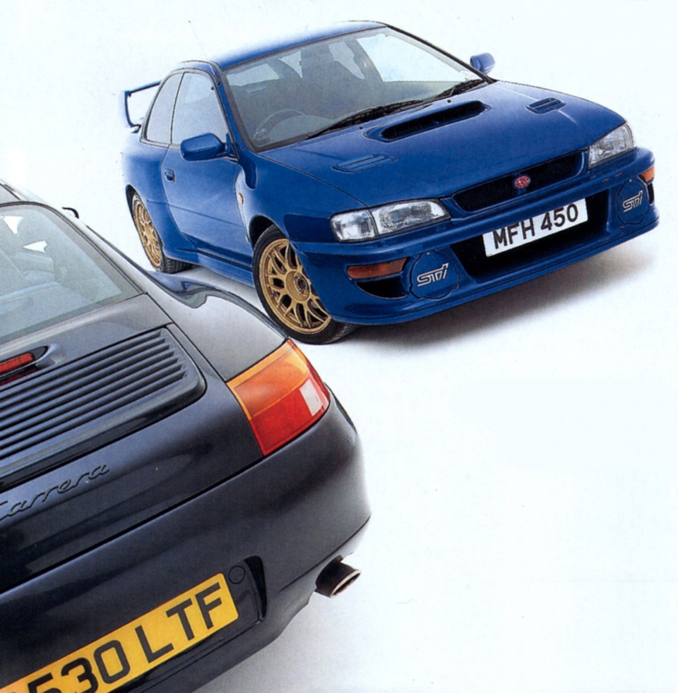 Догнать 22-ую»: Subaru Impreza WRX STi 22B против Porsche 911 Carrera (CAR  Magazine, сентябрь 1998) — DRIVE2