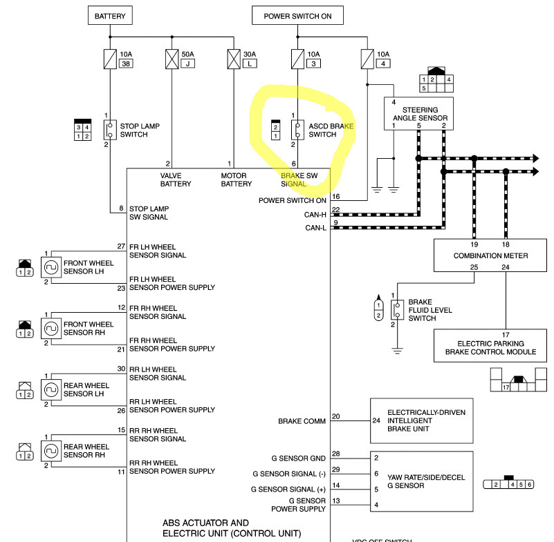 конечник круиза педали тормоза на схеме — Nissan Leaf (1G). Запчасти на фото: 1275Q