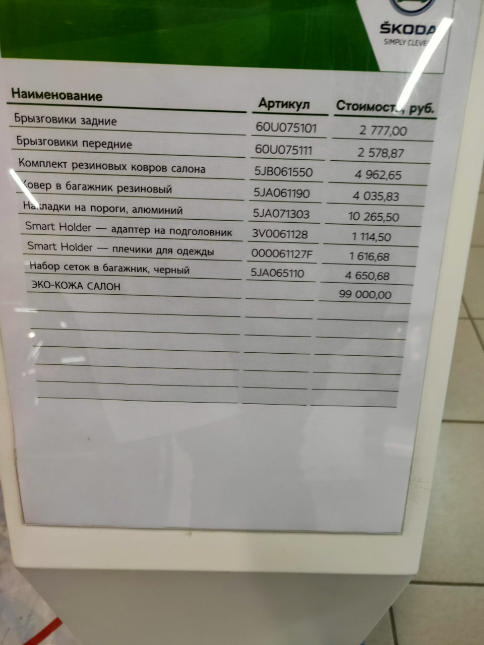 Заехал к дилеру — Skoda Rapid (2G), 1,4 л, 2020 года | аксессуары | DRIVE2