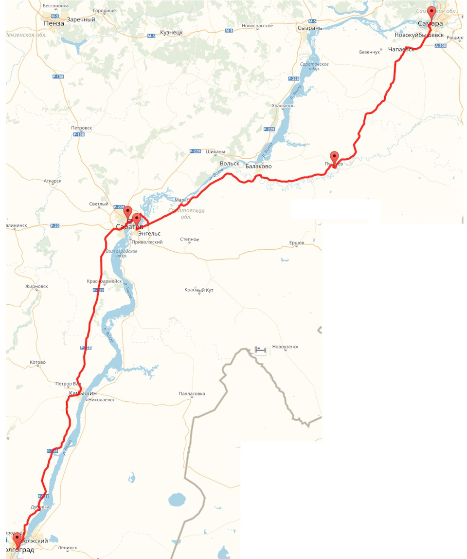Маршрут самара волгоград на машине карта