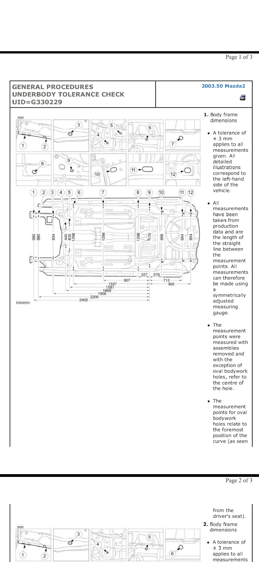 Контрольные точки геометрии кузова. — Mazda Demio (2G), 1,3 л, 2006 года |  кузовной ремонт | DRIVE2