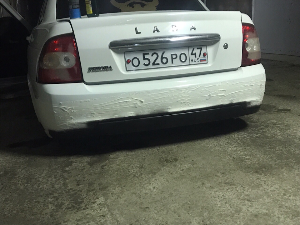 Бампер в чёрный — Lada Приора седан, 1,6 л, 2017 года | своими руками ...