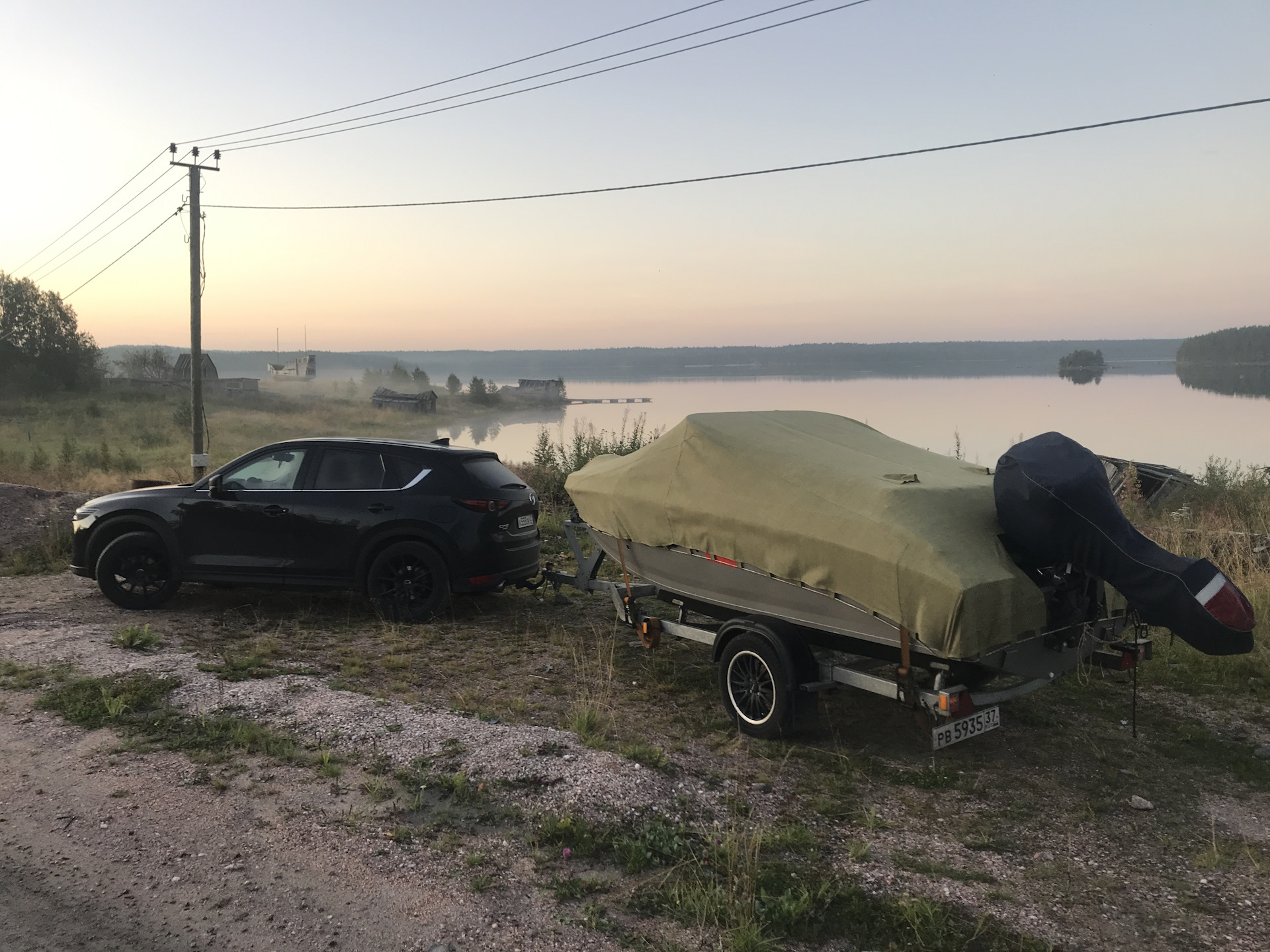 Рыбалка иваново. Мазда с прицеплк катер на речке Кама.