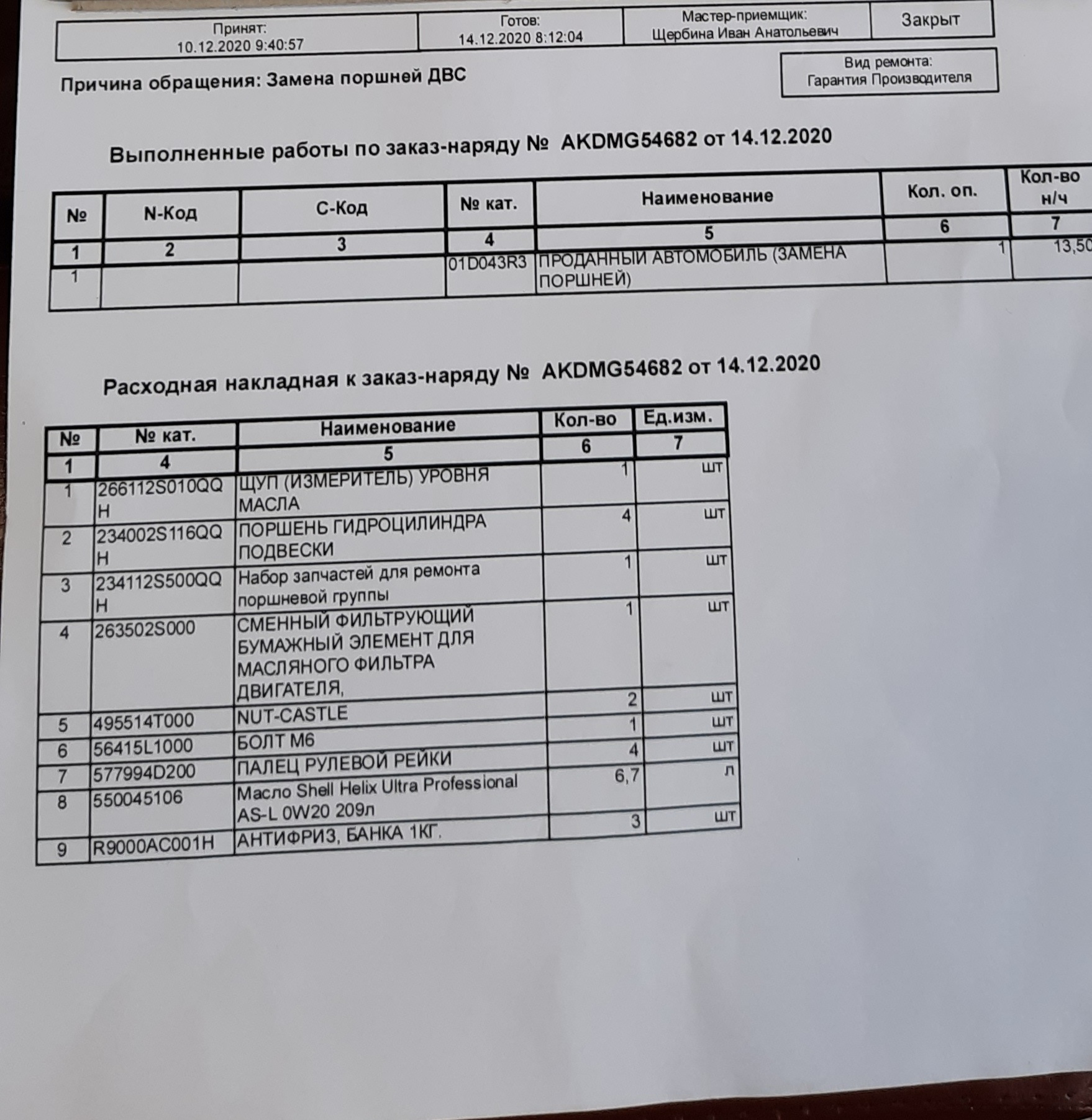 Замена поршней — Hyundai Sonata VIII (DN8), 2,5 л, 2020 года | визит на ...