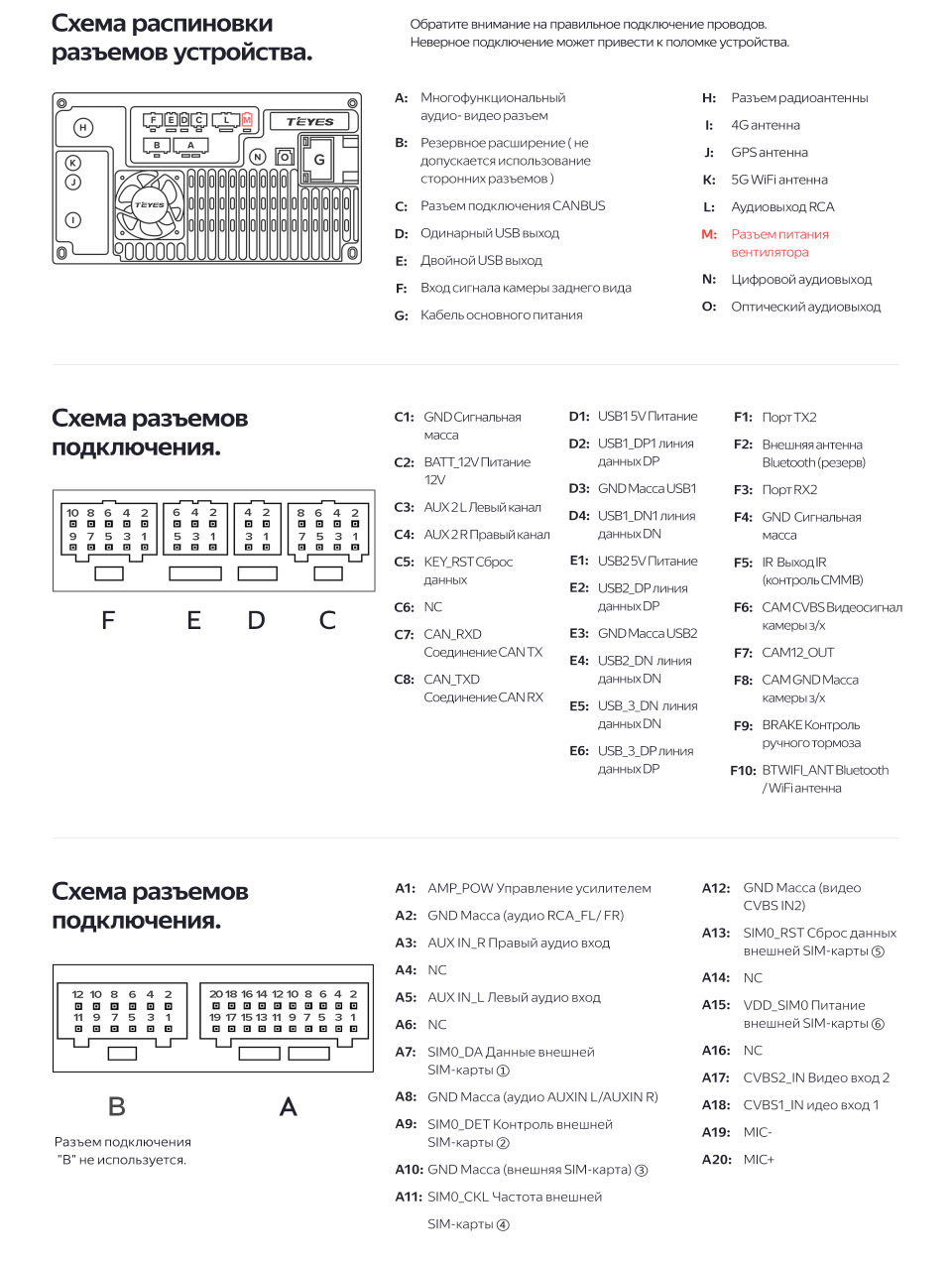 Схема подключения передней камеры teyes