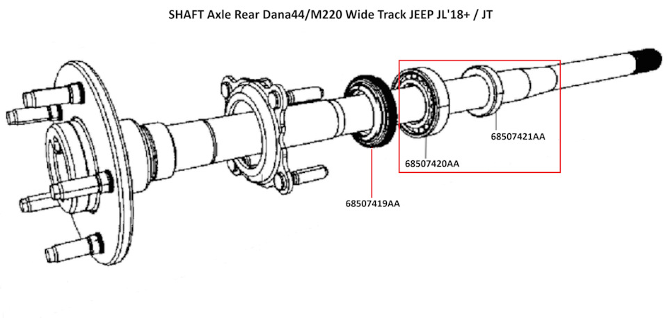 68507420AA подшип/кольцо/сальник D44 JeepJL/JT на Jeep Gladiator, Jeep ...