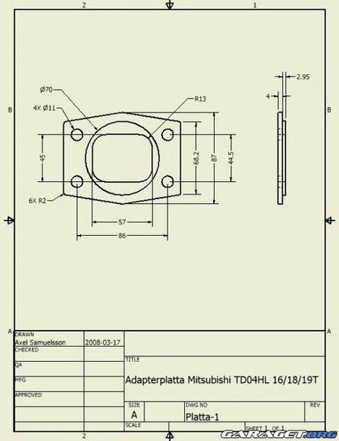 Фланец т3 твинскролл чертеж