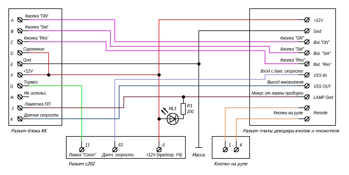 Схема подключения кнопки на руле