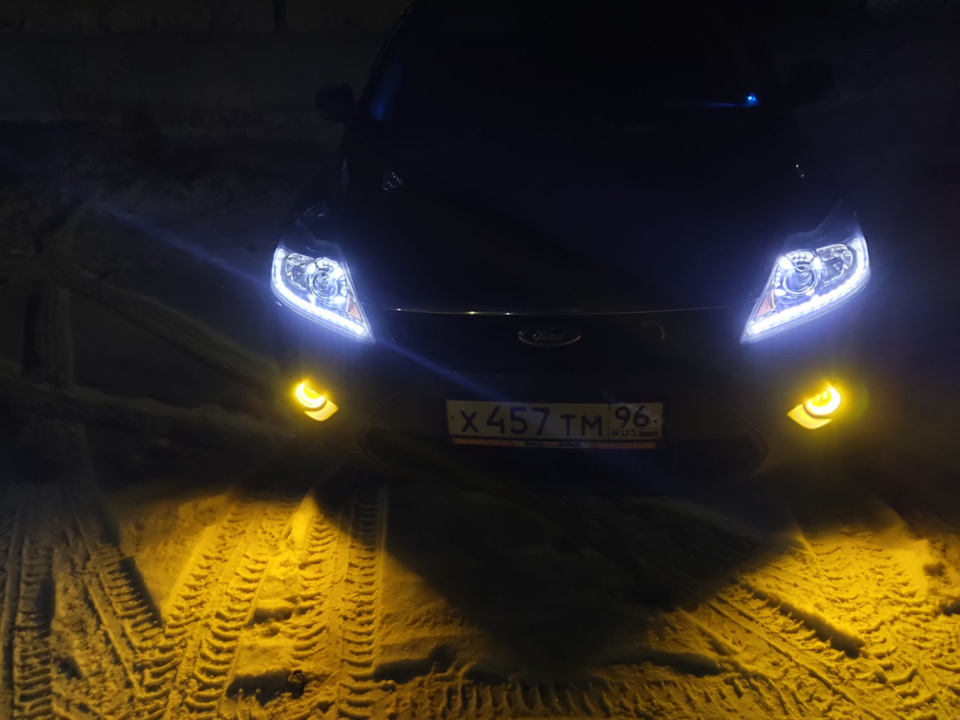 Форд фокус 2. Установка bi led модулей, + ДХО. А так же восстановление ...