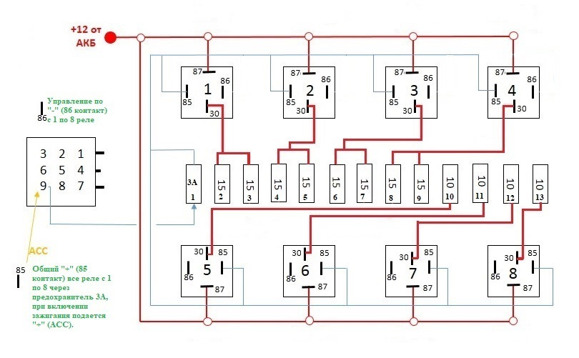 Схема блока реле