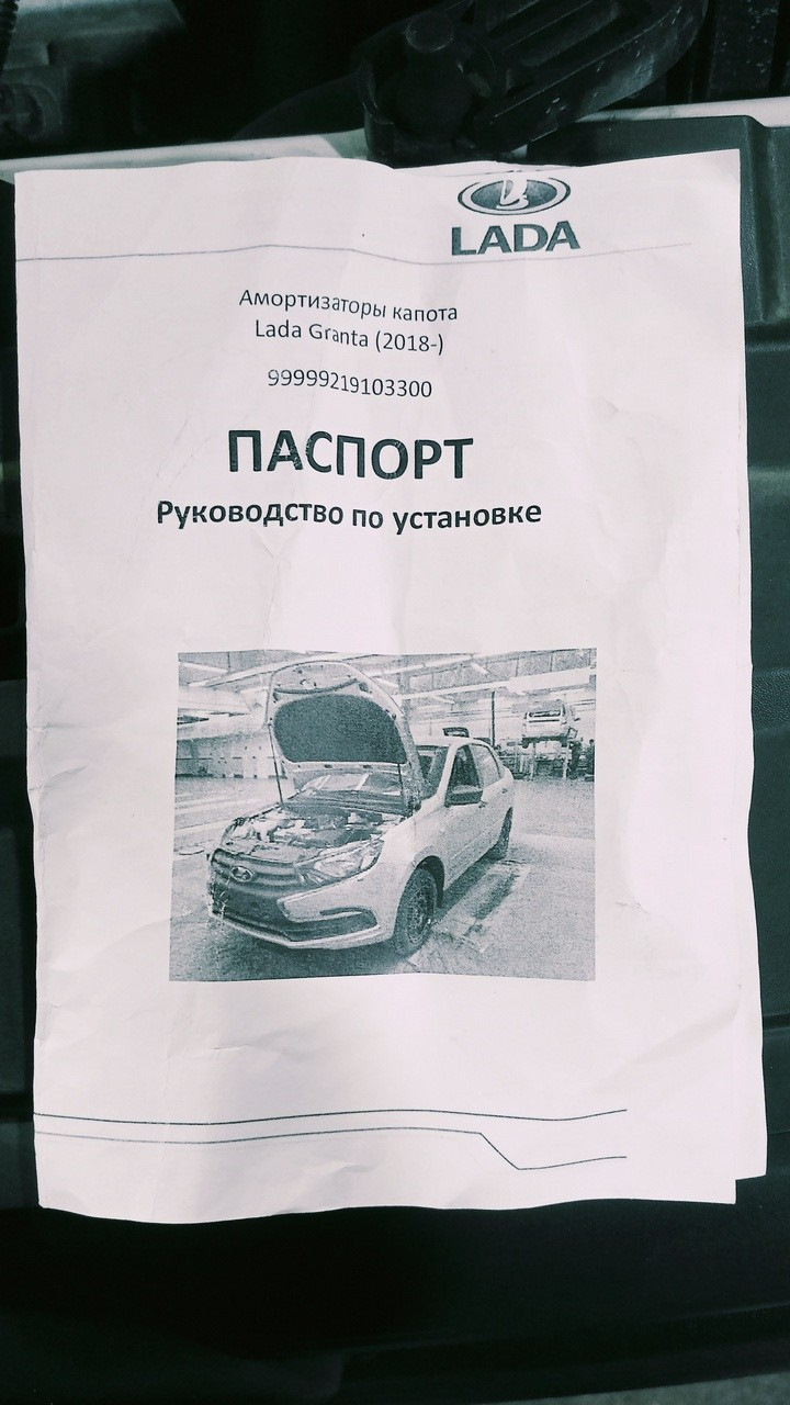 Газовые упоры капота. — Lada Гранта Лифтбек (2G), 1,6 л, 2021 года ...