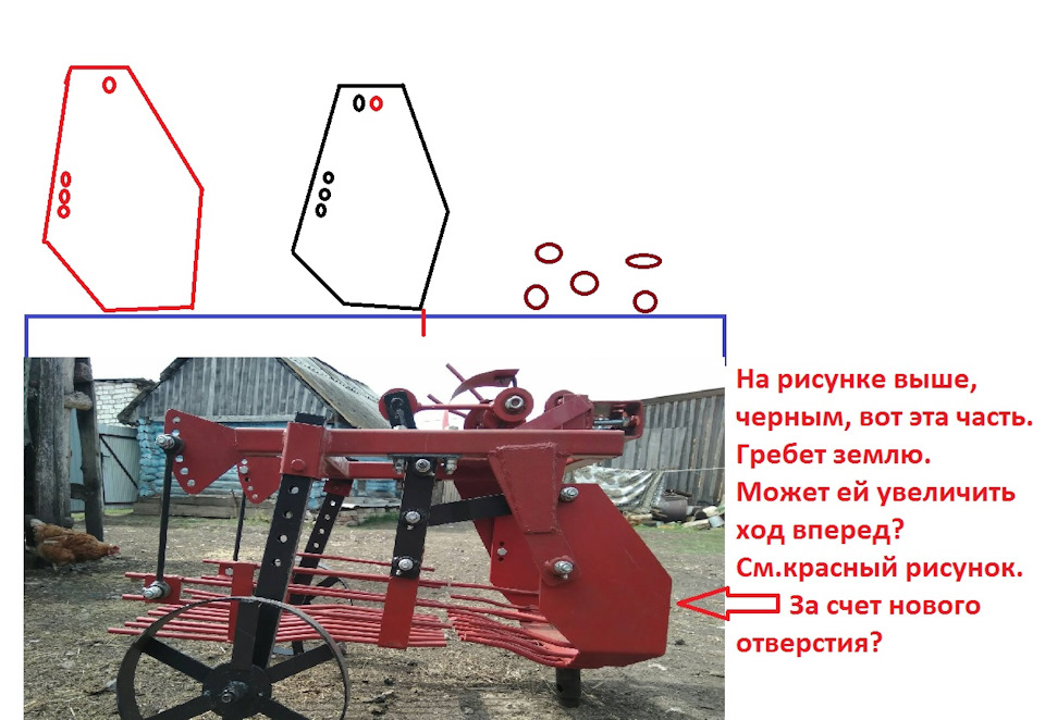 Ход эксцентрика картофелекопалки для мотоблока