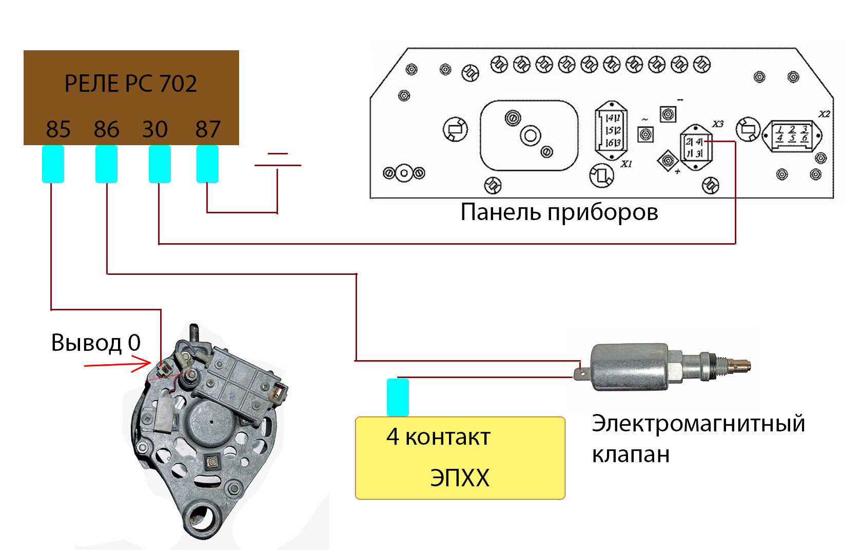 Схема подключения тахометра на генератор