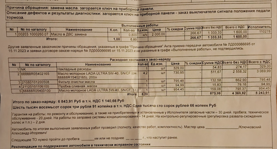 Замена масла — Lada Vesta (NG), 1,6 л, 2023 года | плановое ТО | DRIVE2