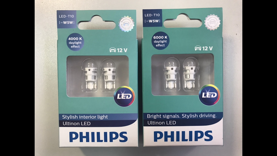 Лампы для габаритных огней и подсветки номера LED Philips Ultinon T10 ...