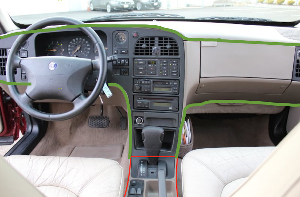 Пришиваем торпеду кожей — до самого конца? — Saab 9000, 2,3 л, 1996 ...