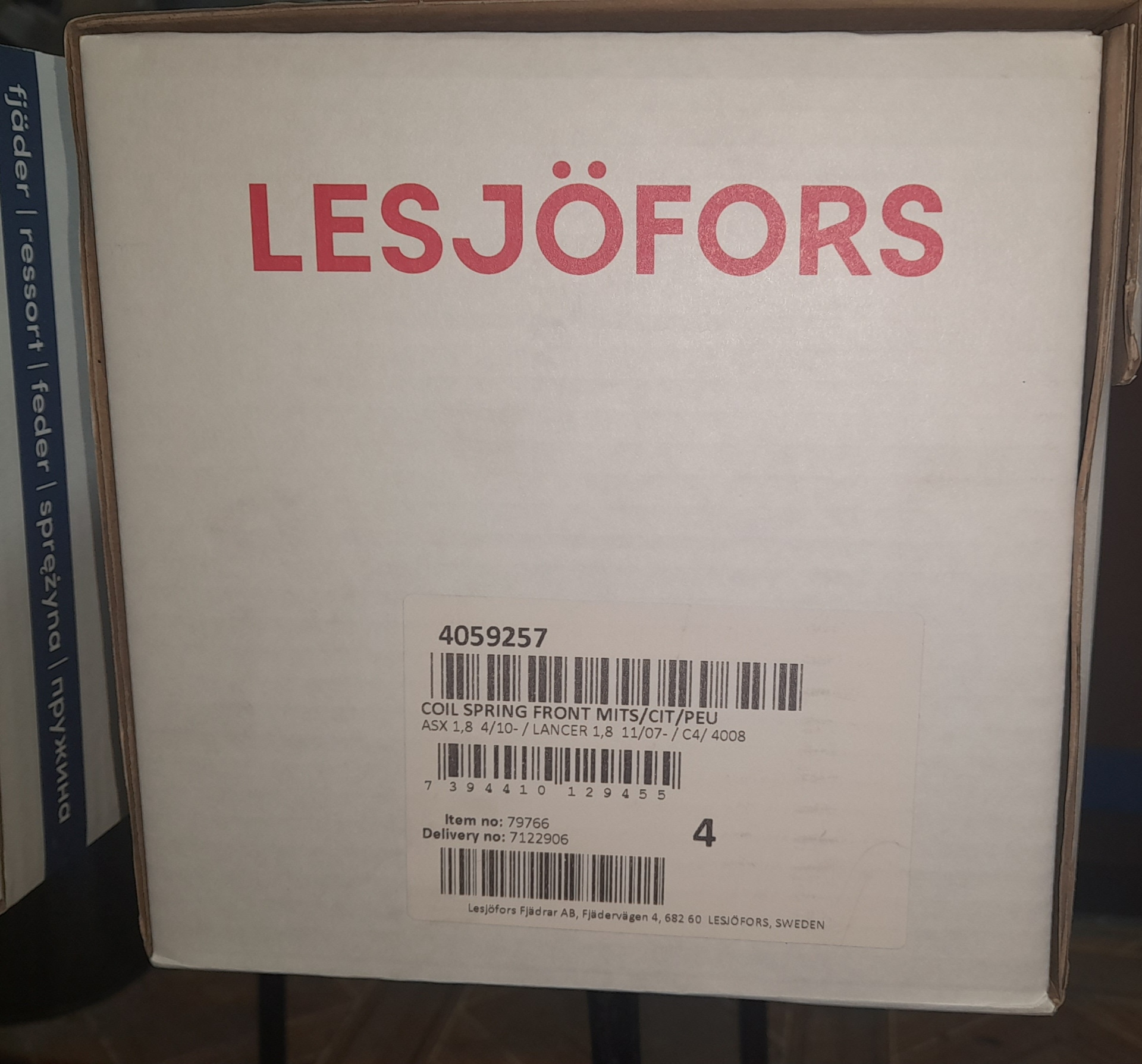 Полезная информация по пружинам Lesjofors (фирменная упаковка