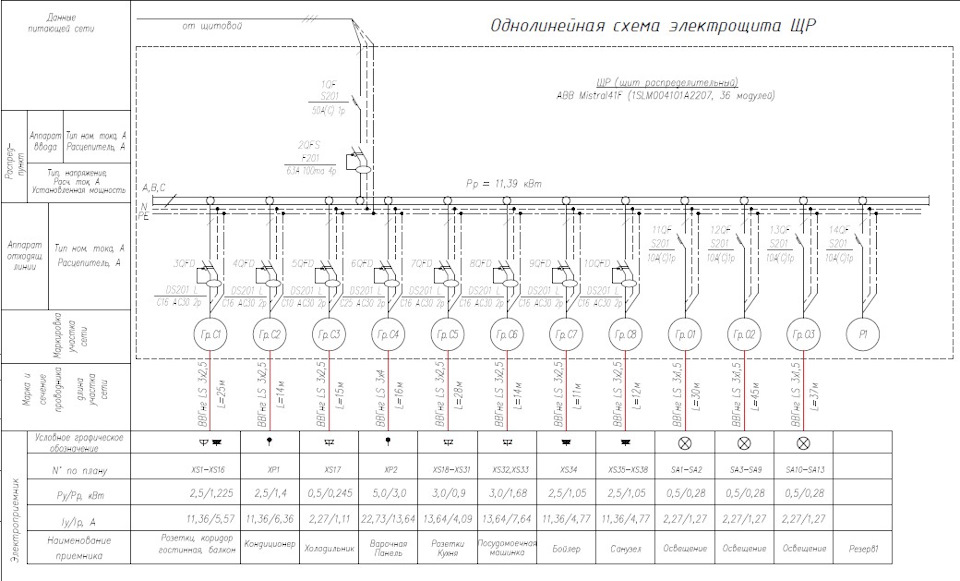 Схема проводки в доме 504 д