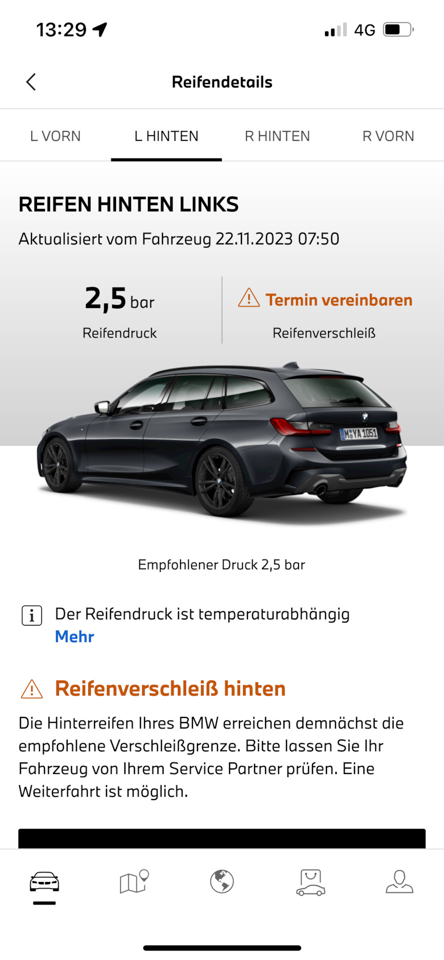 Ошибка в MyBMW — «износ покрышек» — BMW 3 series Touring (G21), 2 л ...