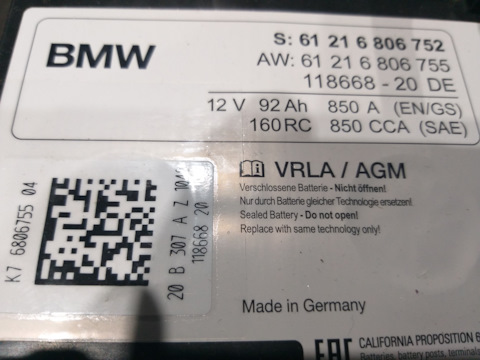 AGM batterie original BMW 90AH - 61216806755, 61 21 6 806 755, 6806755,  61-21-6-806-755