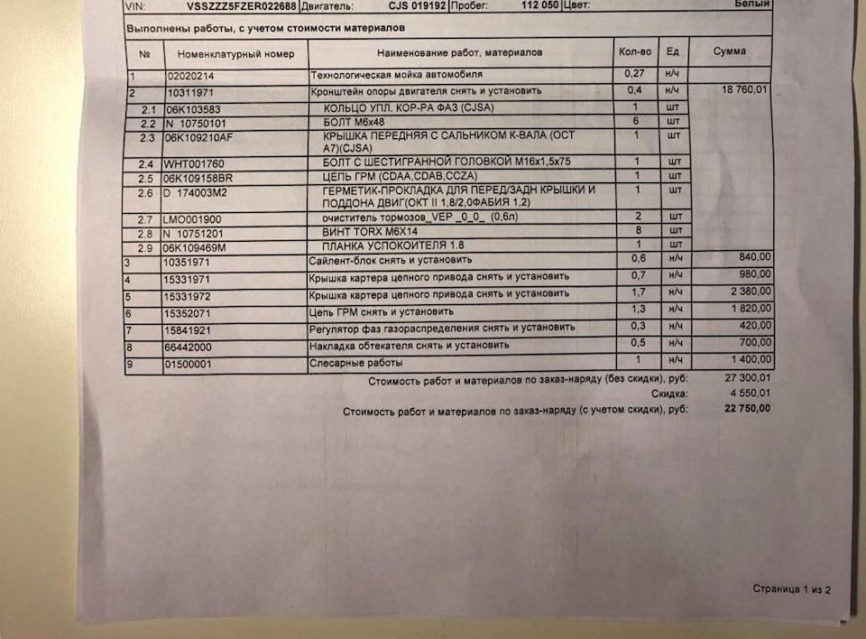 Замена цепи ГРМ 1.8 — SEAT Leon FR (Mk3), 1,8 л, 2013 года | плановое ...
