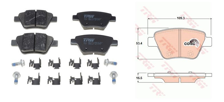 Задние тормозные накладки TRW — Skoda Yeti, 1,8 л, 2014 года | плановое ...