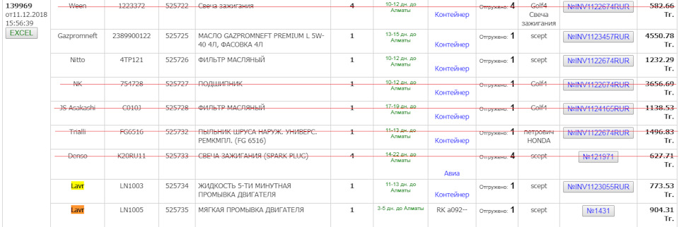 Фото в бортжурнале Toyota Scepter. Запчасти на фото: 1223372, NITT0, 2389900122, 4TP121, LN1003, LN1005, FG6516, N01431