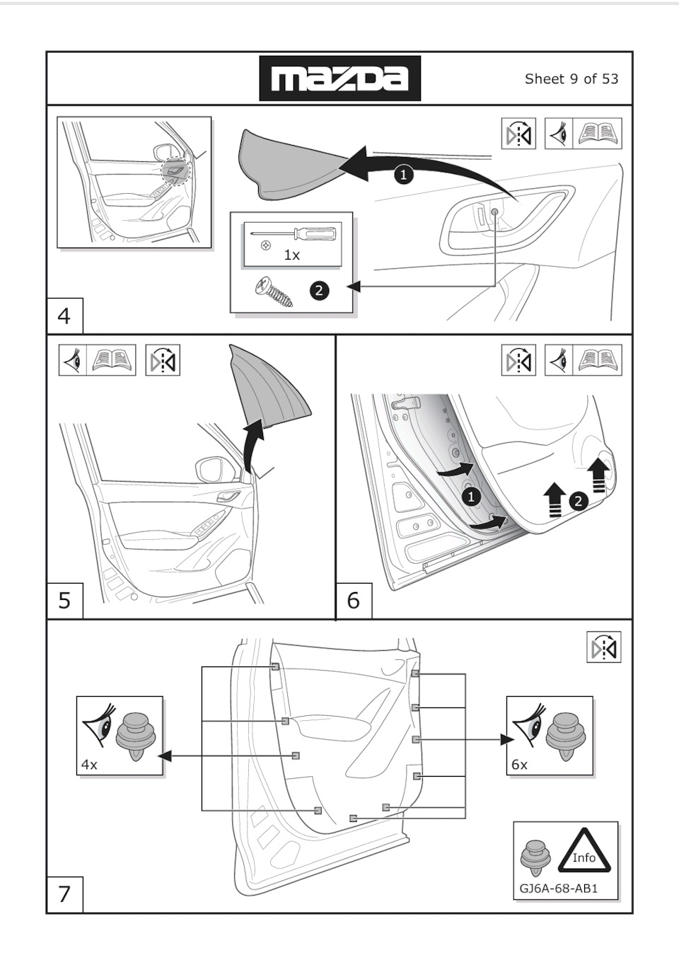 本A-3 2 ② GJ6A68AB1 Клипса крепления обшивки Mazda | Запчасти на DRIVE2