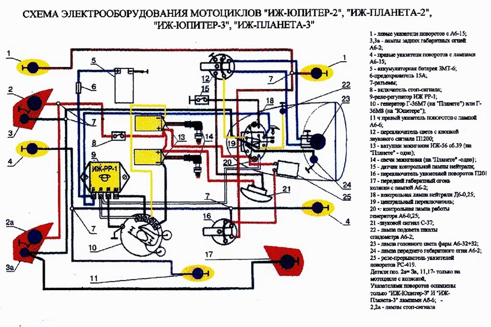 Схема подключения замка зажигания иж планета 4