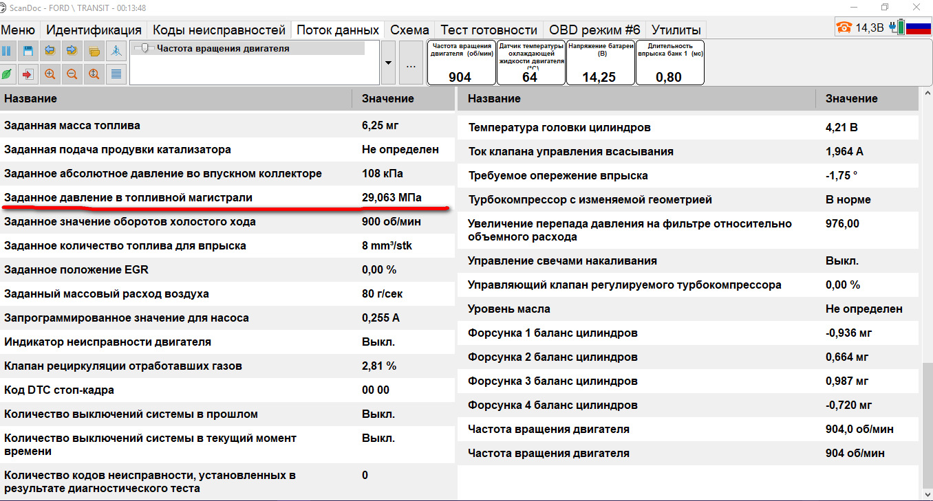 Высокое давление в рампе. — Ford Transit (7G), 2,2 л, 2011 года ...